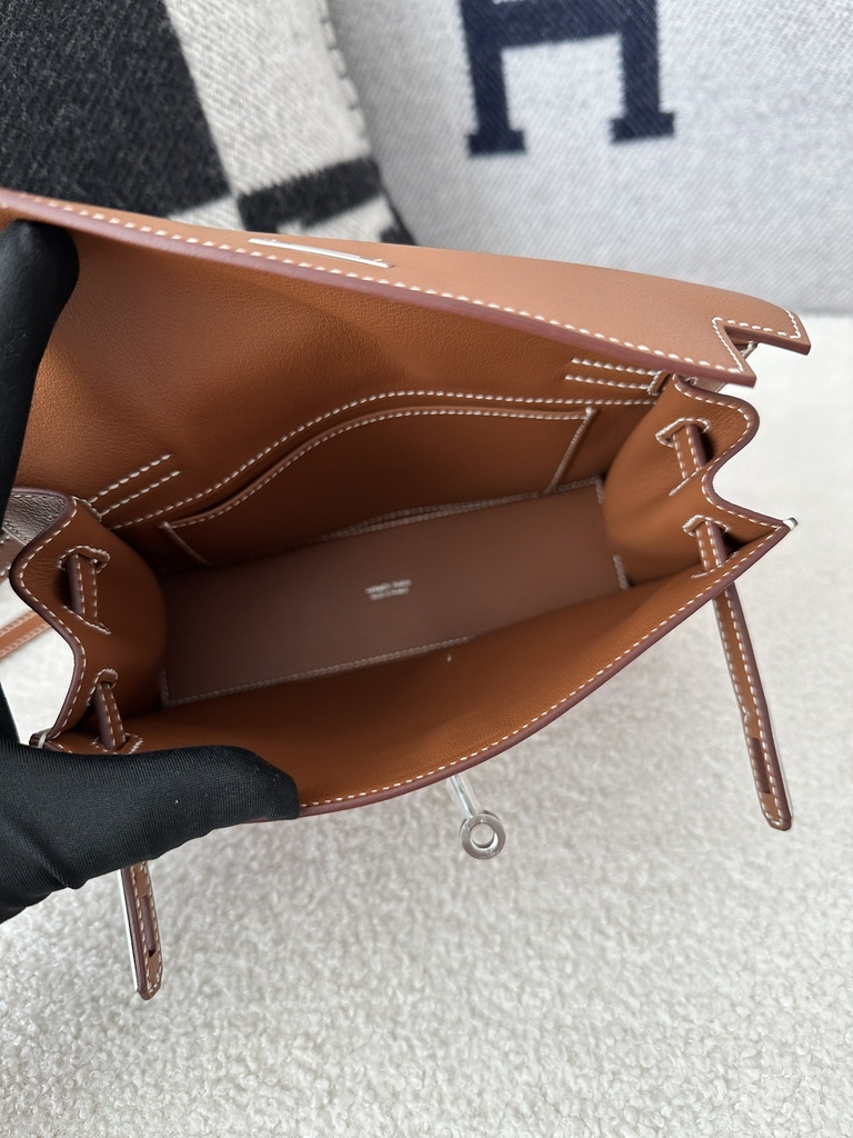 Kelly Danse 22cm Gold Brown Leather Dance Bag