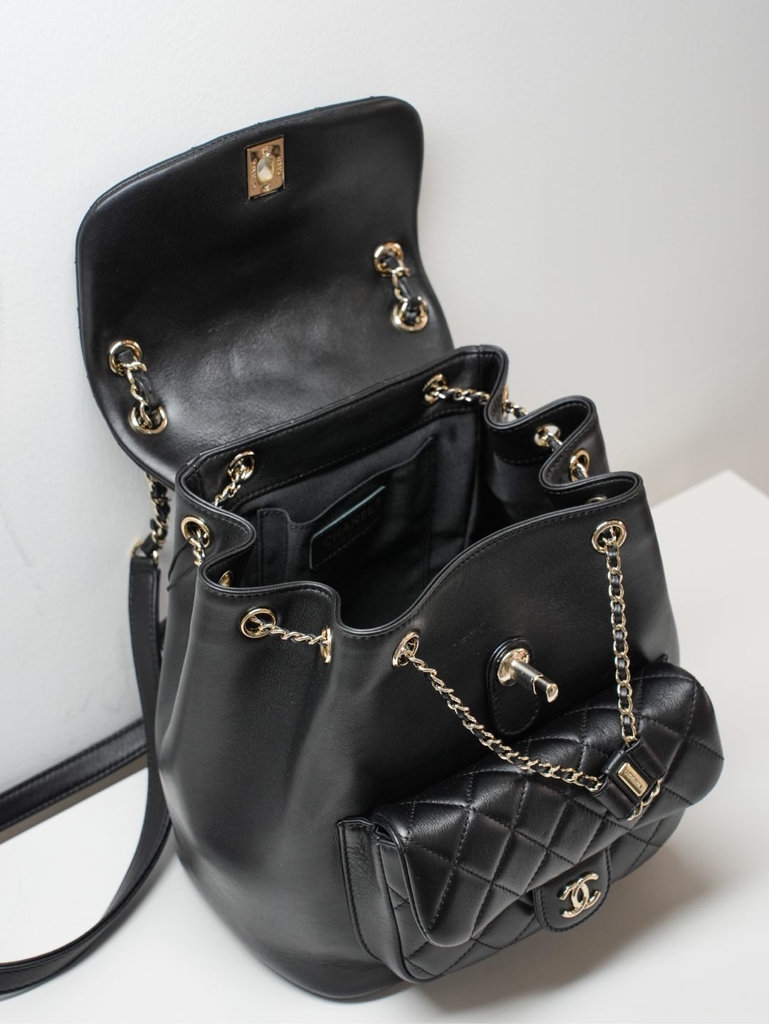 CHANEL 24p Duma Black Large Backpack