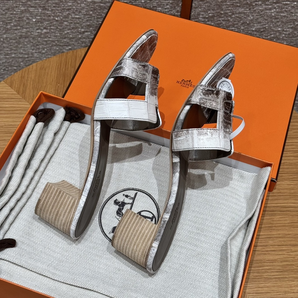 JD-2180 High Heel Sandals in Himalaya Alligator Leather