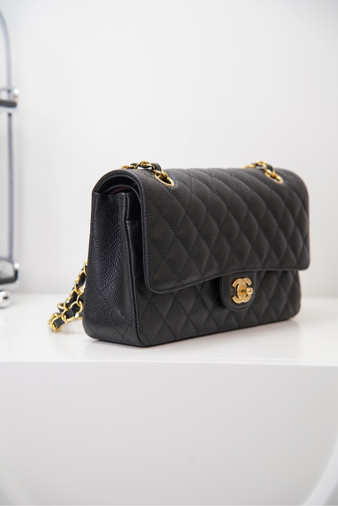 Chanel Classic Flap Black Gold Handbag