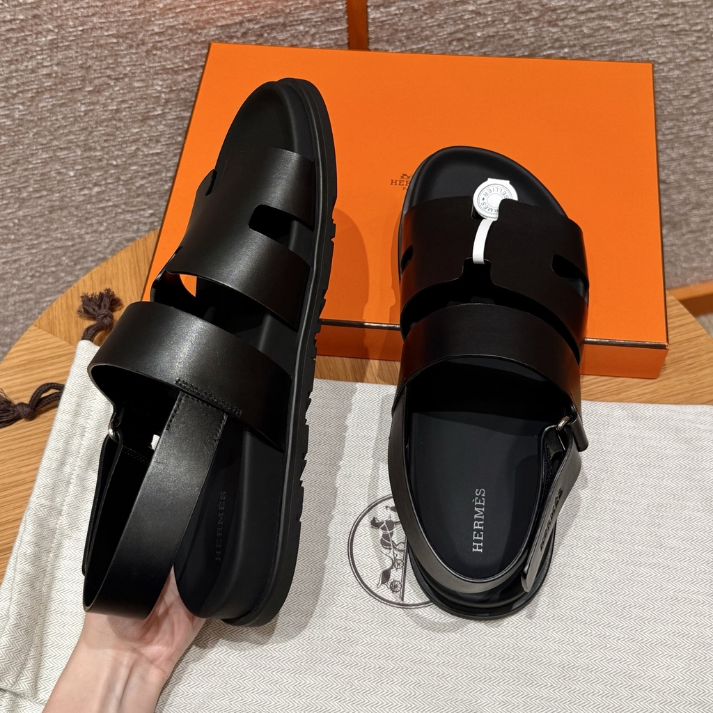JD-650 179 Genius Men's Black Cowhide Sandals