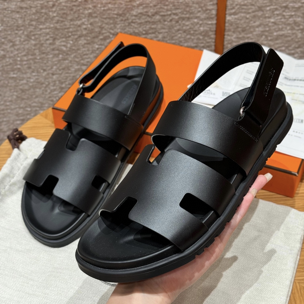 JD-650 Black Calfskin Men's Sandals