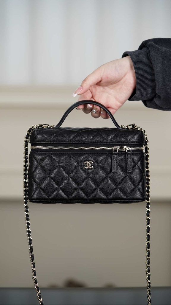 Chanel 25C Black Gold Lunch Box Bag