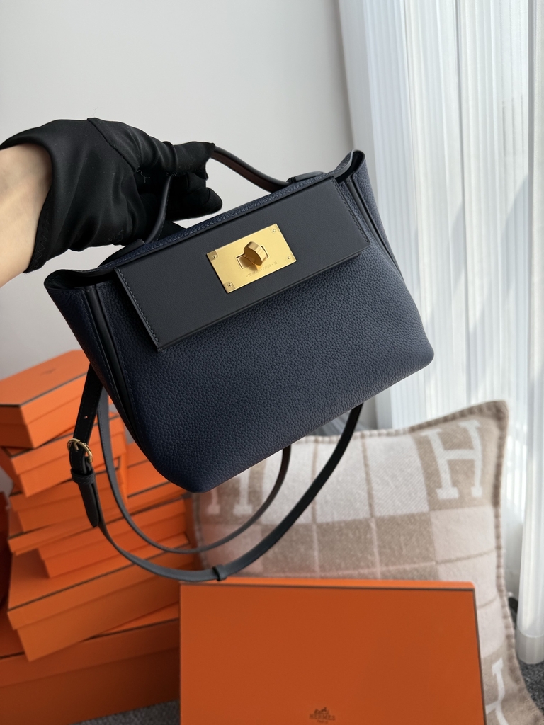 Kelly 2424 Mini Togo Swift Leather 21cm Bleu Sapphire Gold Hardware