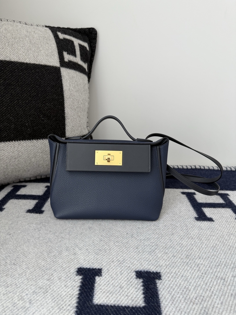 Kelly 2424 Mini Togo Swift Leather 21cm Bleu Sapphire Gold Hardware