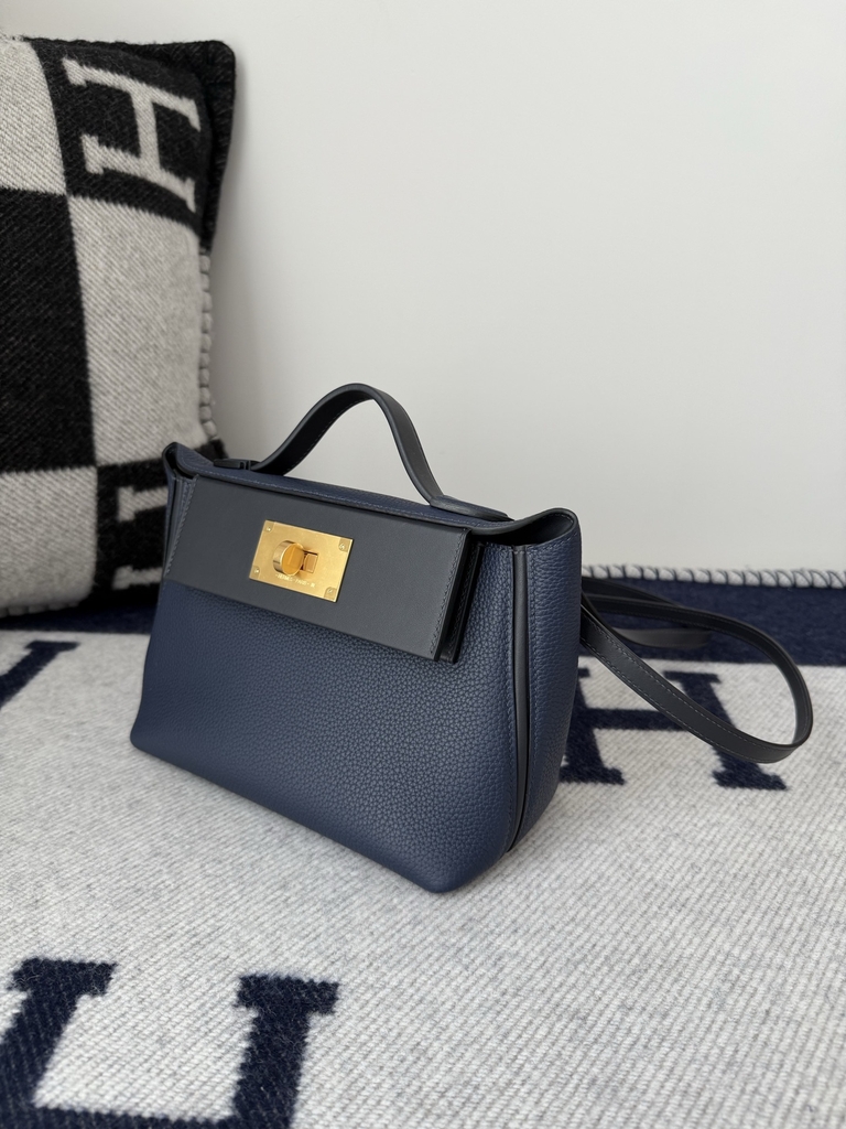 Kelly 2424 Mini Togo Swift Leather 21cm Bleu Sapphire Gold Hardware