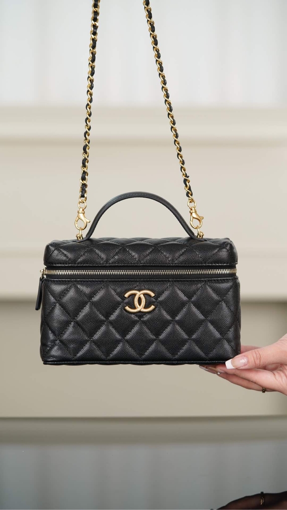 Chanel 25P New Black Gold Lunch Box Bag