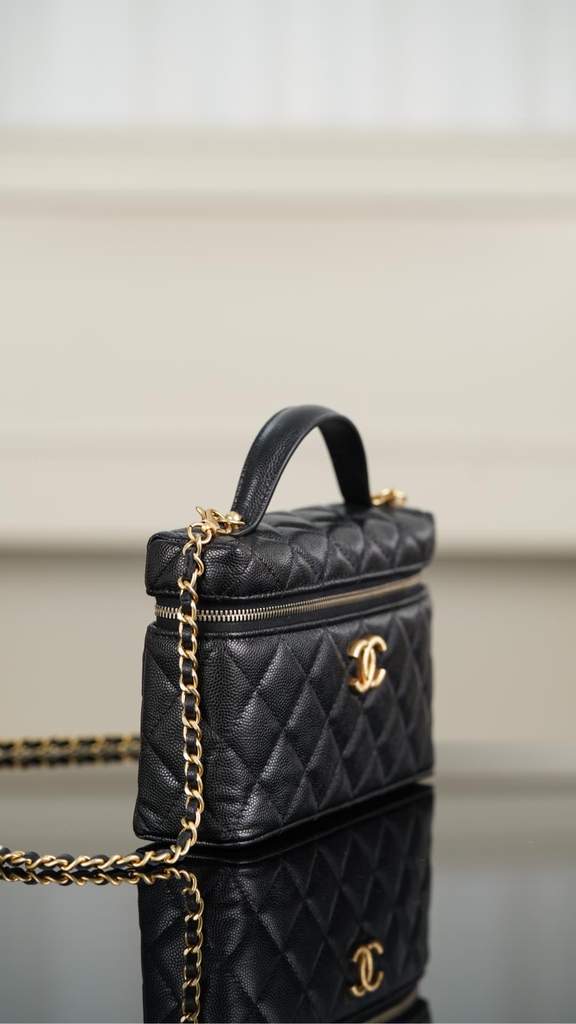 Chanel 25P New Black Gold Lunch Box Bag