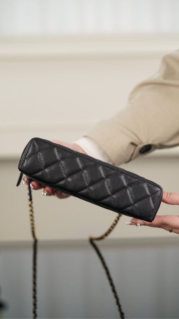 Chanel 25P New Black Gold Lunch Box Bag