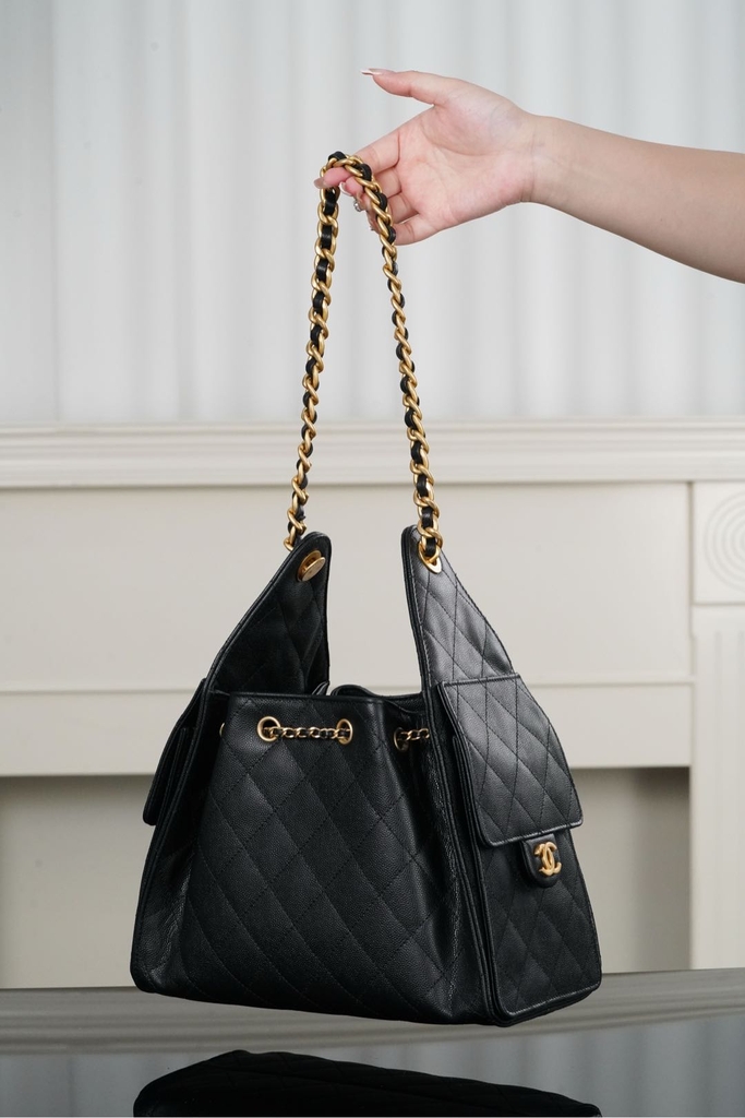 Chanel 25s Small Hobo Drawstring Bucket Bag