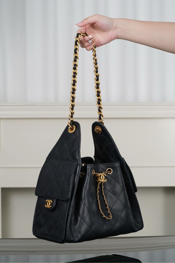 Chanel 25s Small Hobo Drawstring Bucket Bag