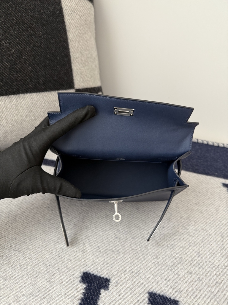 Kelly Pochette 22cm Swift Leather Bleu Sapphire