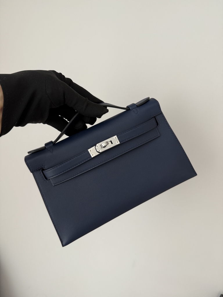 Kelly Pochette 22cm Swift Leather Bleu Sapphire