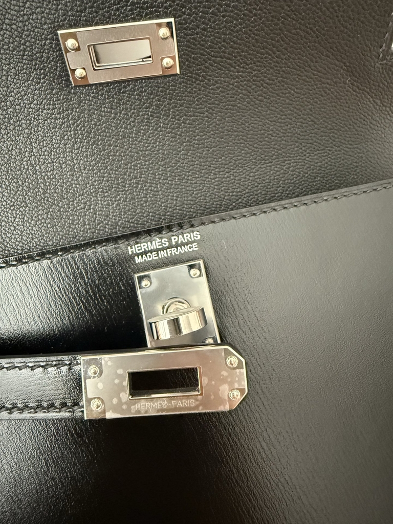 Kelly Desordre 20cm Double-Sided Leather Box - CK89 Noir with Silver Hardware