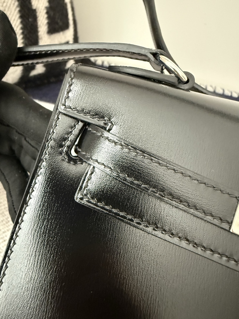 Kelly Desordre 20cm Double-Sided Leather Box - CK89 Noir with Silver Hardware