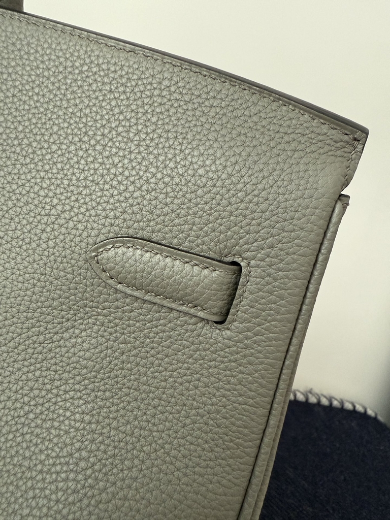 Birkin 40cm Imported Togo Leather Bag in Gris Meyer with Silver Hardware