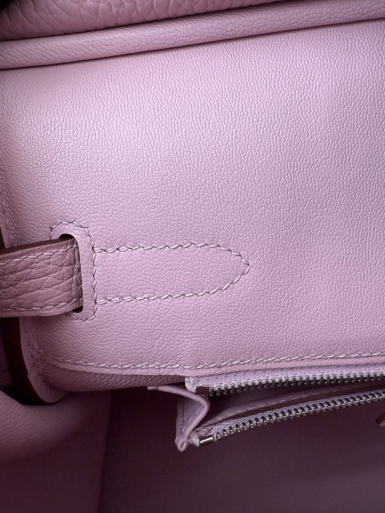 Birkin 30cm Clemence Da Leather Bag Mauve Sylvestre Silver Hardware