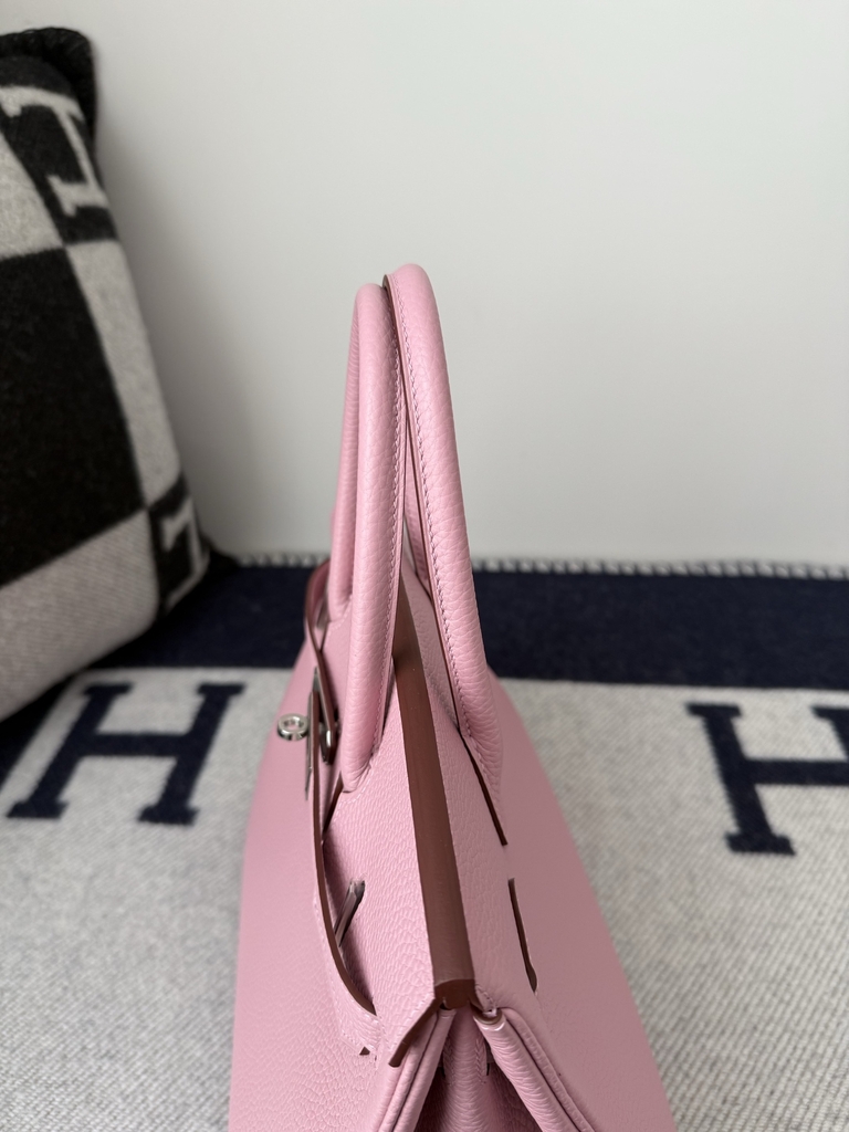 Birkin 30cm Clemence Da Leather Bag Mauve Sylvestre Silver Hardware
