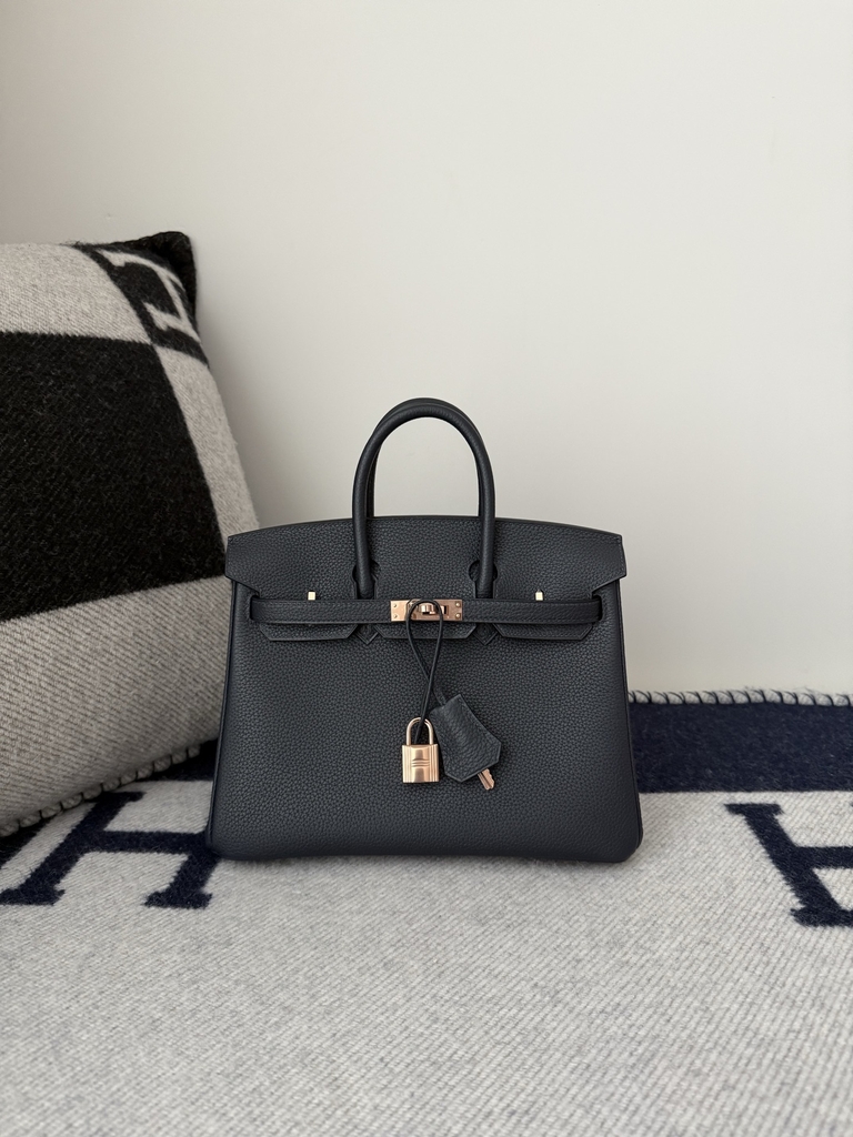 Birkin 25cm Platinum Blue Niut Togo Leather Handbag