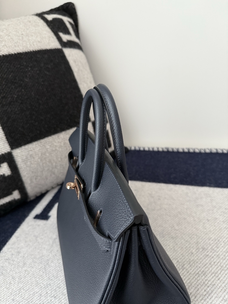 Birkin 25cm Platinum Blue Niut Togo Leather Handbag