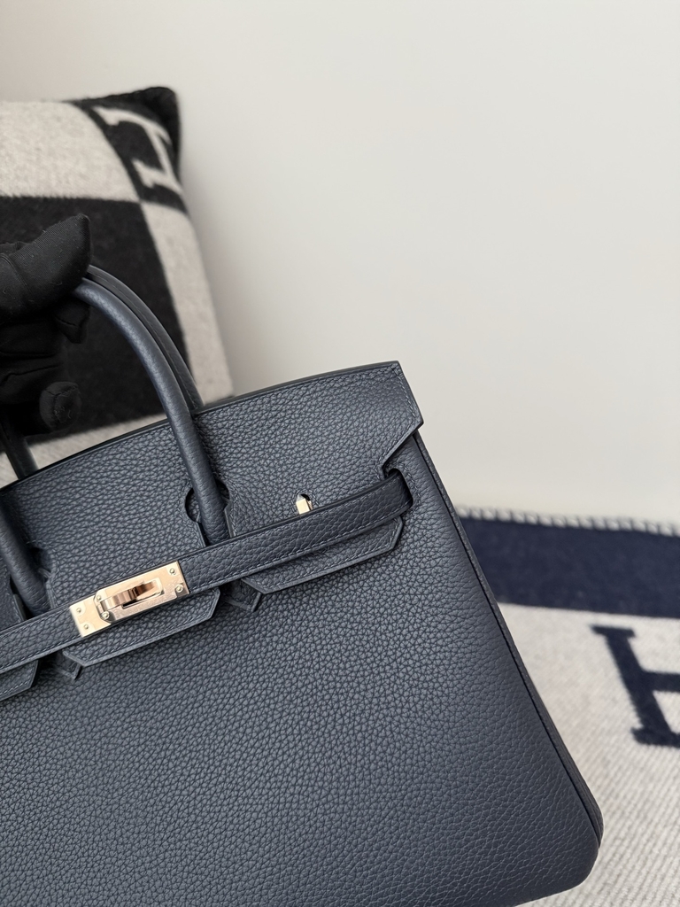 Birkin 25cm Platinum Blue Niut Togo Leather Handbag