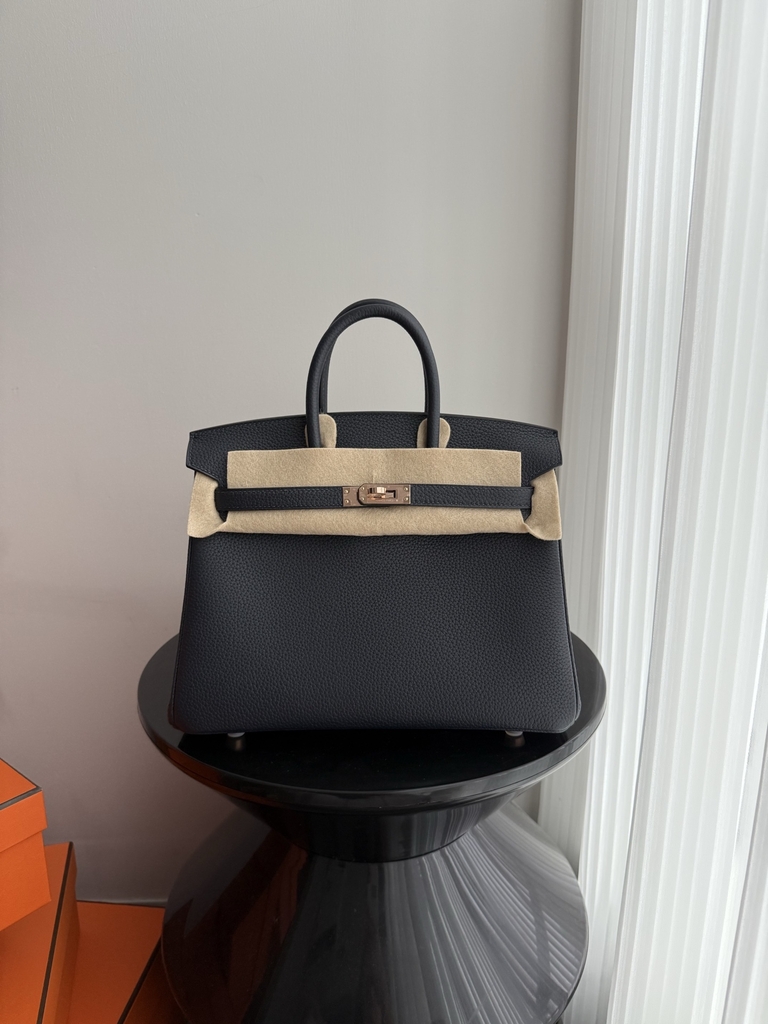 Birkin 25cm Platinum Blue Niut Togo Leather Handbag
