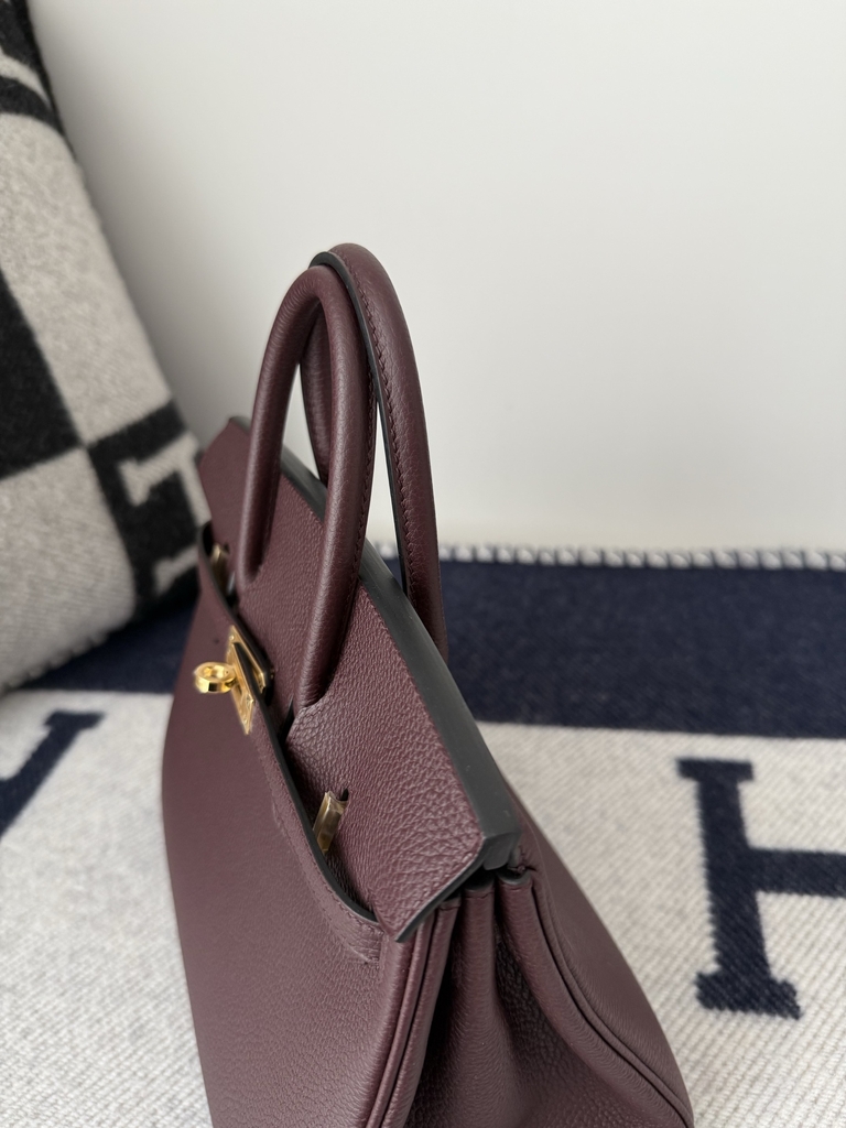 Birkin 25cm Platinum Togo Leather Bag with Gold Buckle