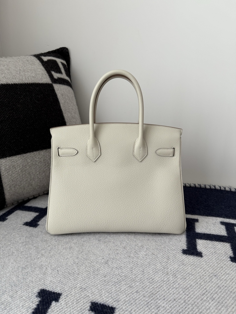 Birkin 30cm Platinum Togo Cowhide in Glacier White with Silver Hardware