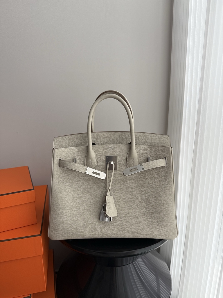 Birkin 30cm Platinum Togo Cowhide in Glacier White with Silver Hardware