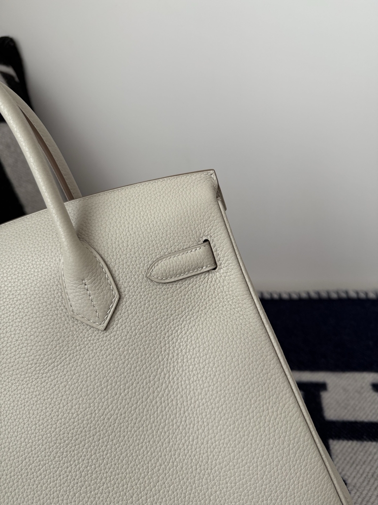 Birkin 30cm Platinum Togo Cowhide in Glacier White with Silver Hardware
