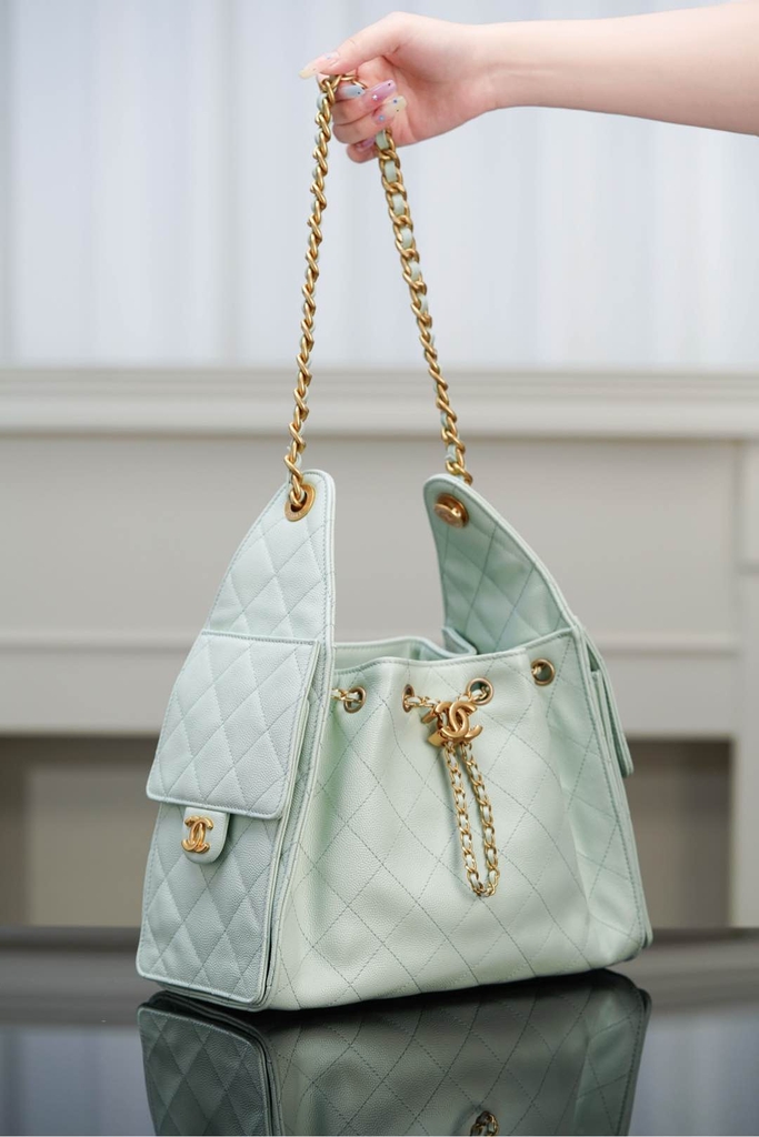 Chanel 25s Small Hobo Bag Mint Green