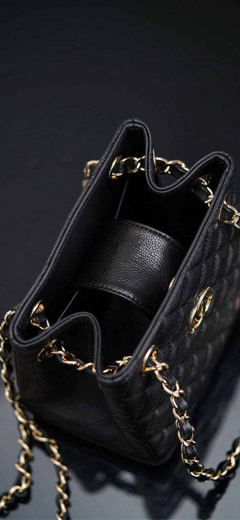 Chanel 25C Mini Tote Black Gold Lychee