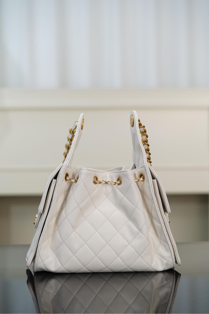 Chanel 25s Small Hobo Bag White