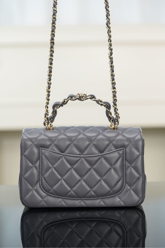 Chanel 23k Autumn Winter New Double C Handle CF Dark Gray