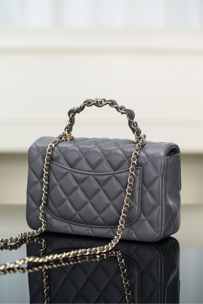 Chanel 23k Autumn Winter New Double C Handle CF Dark Gray