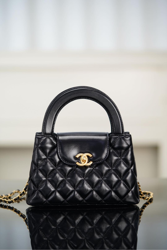 CHANEL 23K Kelly Handbag Black Large