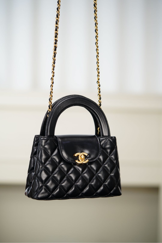 CHANEL 23K Kelly Handbag Black Large