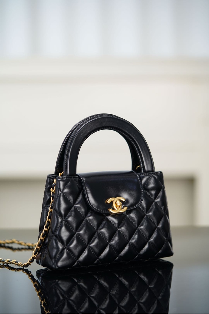 CHANEL 23K Kelly Handbag Black Large