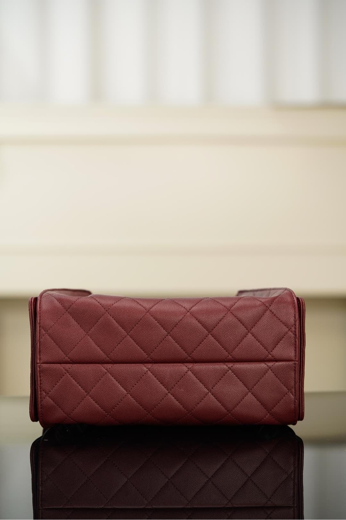 Chanel 25A Small Hobo Drawstring Bucket Bag Wine Red