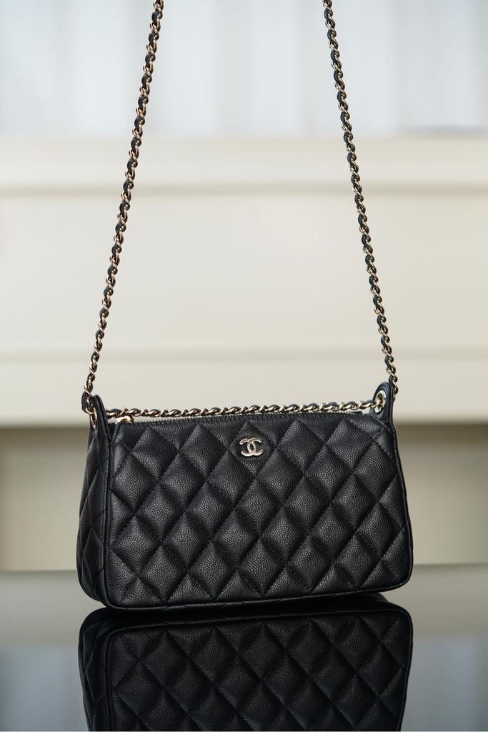 Chanel 25A Hidden Style Mahjong Bag in Black and Gold
