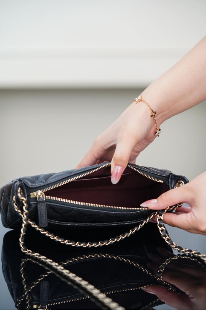 Chanel 25A Hidden Style Mahjong Bag in Black and Gold