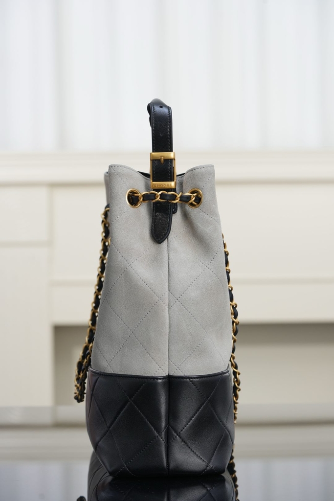 Chanel 25A Handcrafted Gray Bucket Bag