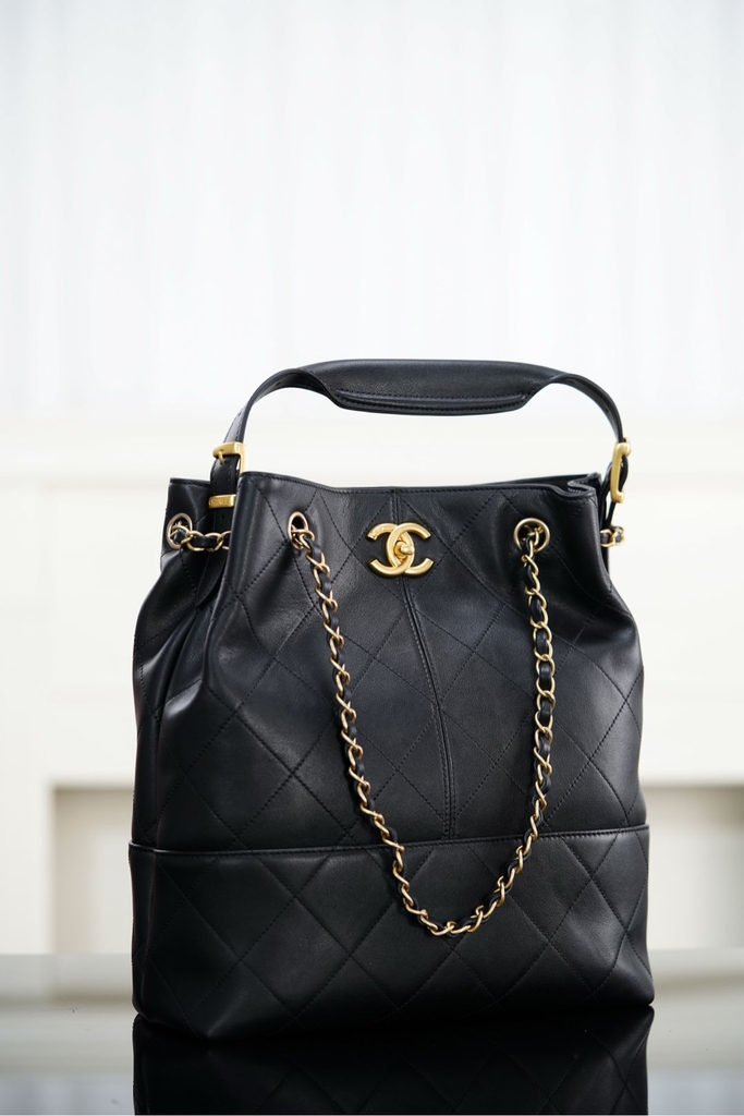 Chanel 25A Bucket Bag Black Gold