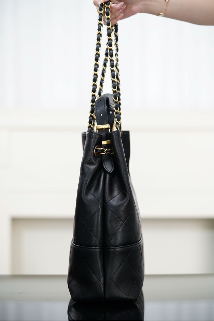Chanel 25A Bucket Bag Black Gold