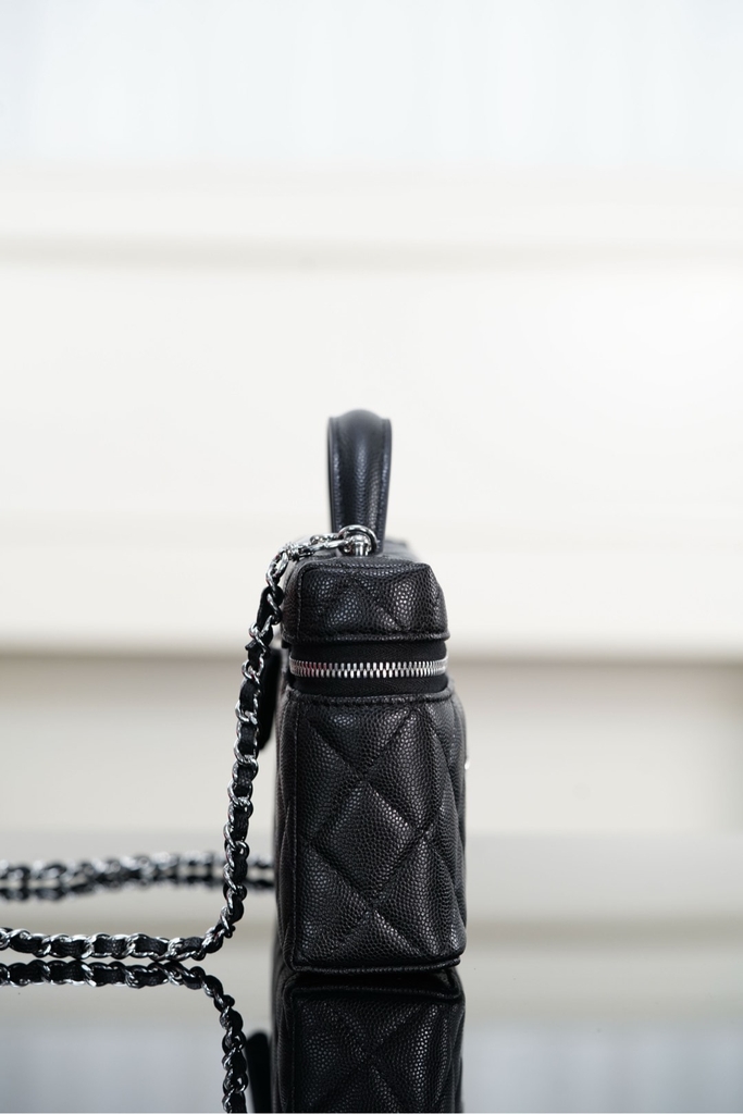 Chanel 25B Star Diamond Buckle Box Bag Black Silver