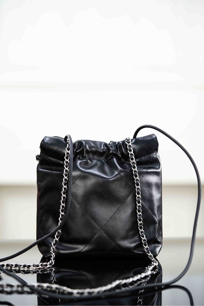 Channel 25A 22 Mini Bag Original Leather Black Silver