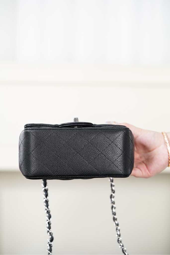 Chanel Classic Flap Black Silver Handbag