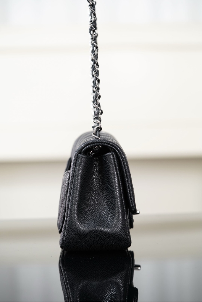 Chanel Classic Flap Black Silver Handbag