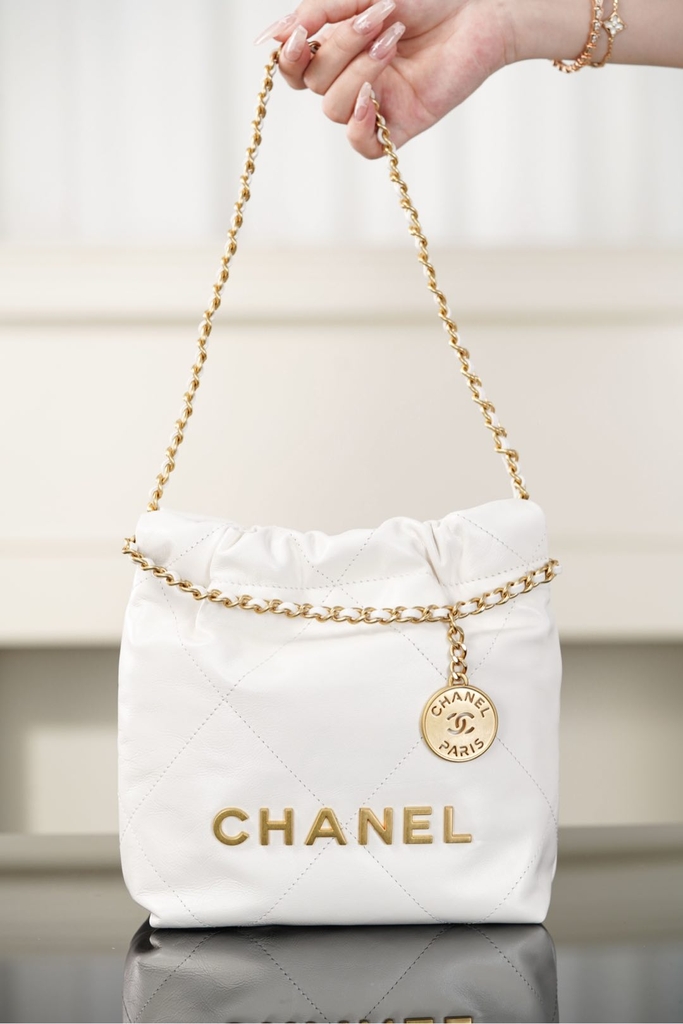 Channel 25A Mini Bag White Gold