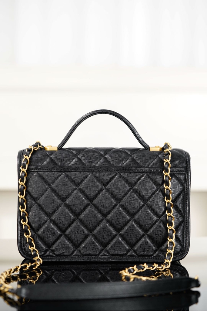 Chanel 25B Four-Leaf Clover Coin Messenger Bag Black Gold
